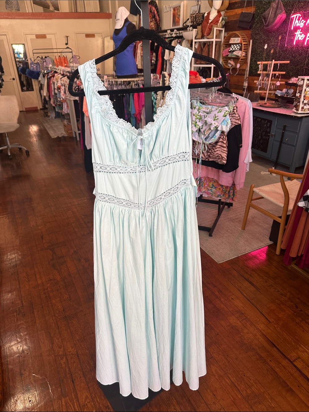 MABLE Mint Lace-Trim Summer MIDI Dress - Picture 1 of 5